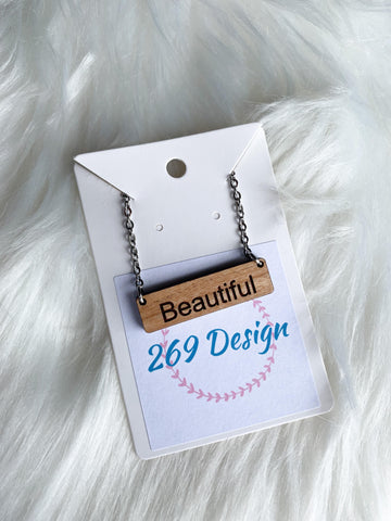 "Beautiful" Bar Necklace