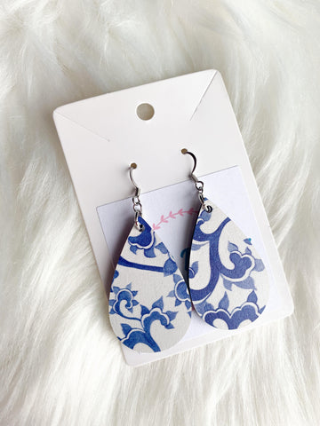 Blue China Floral Teardrops