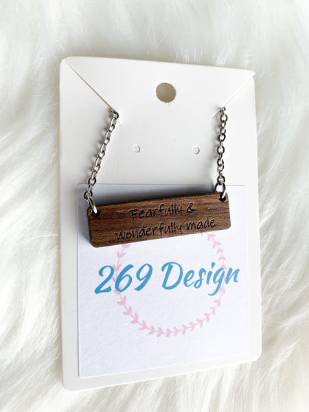 Fearfully and Wonderfully Made Bar Necklace
