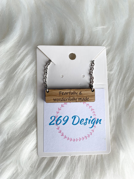Fearfully and Wonderfully Made Bar Necklace