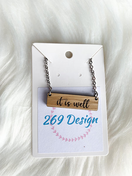 "It Is Well" Bar Necklace