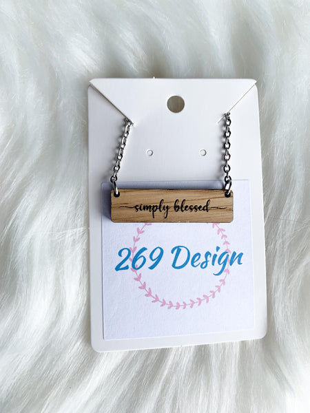 "Simply Blessed" Bar Necklace