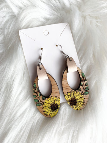 Oval Sunflowers with Leather Cuff