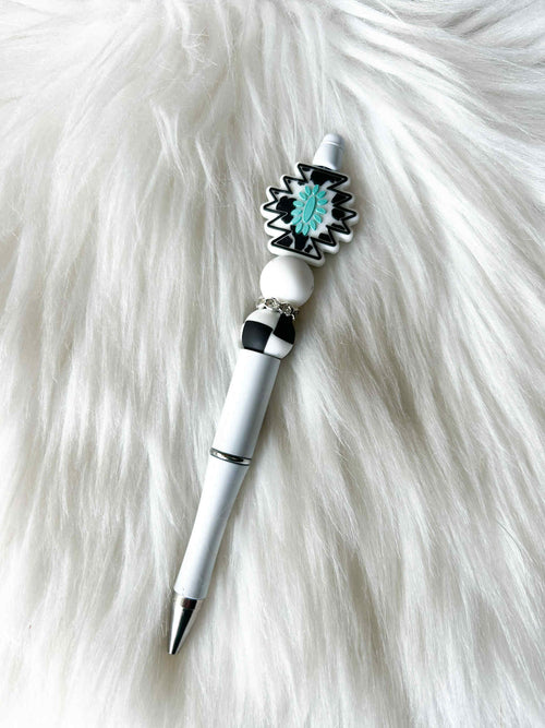 Western Cow Print - Black/White on White Pen