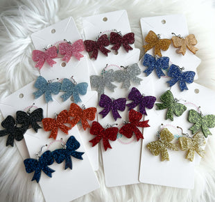 Glitter Bow Dangles