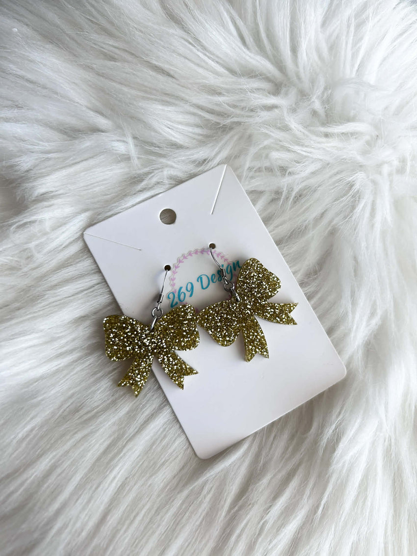 Glitter Bow Dangles