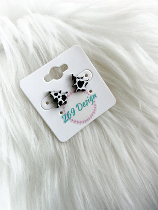 Cow Print Tree Studs