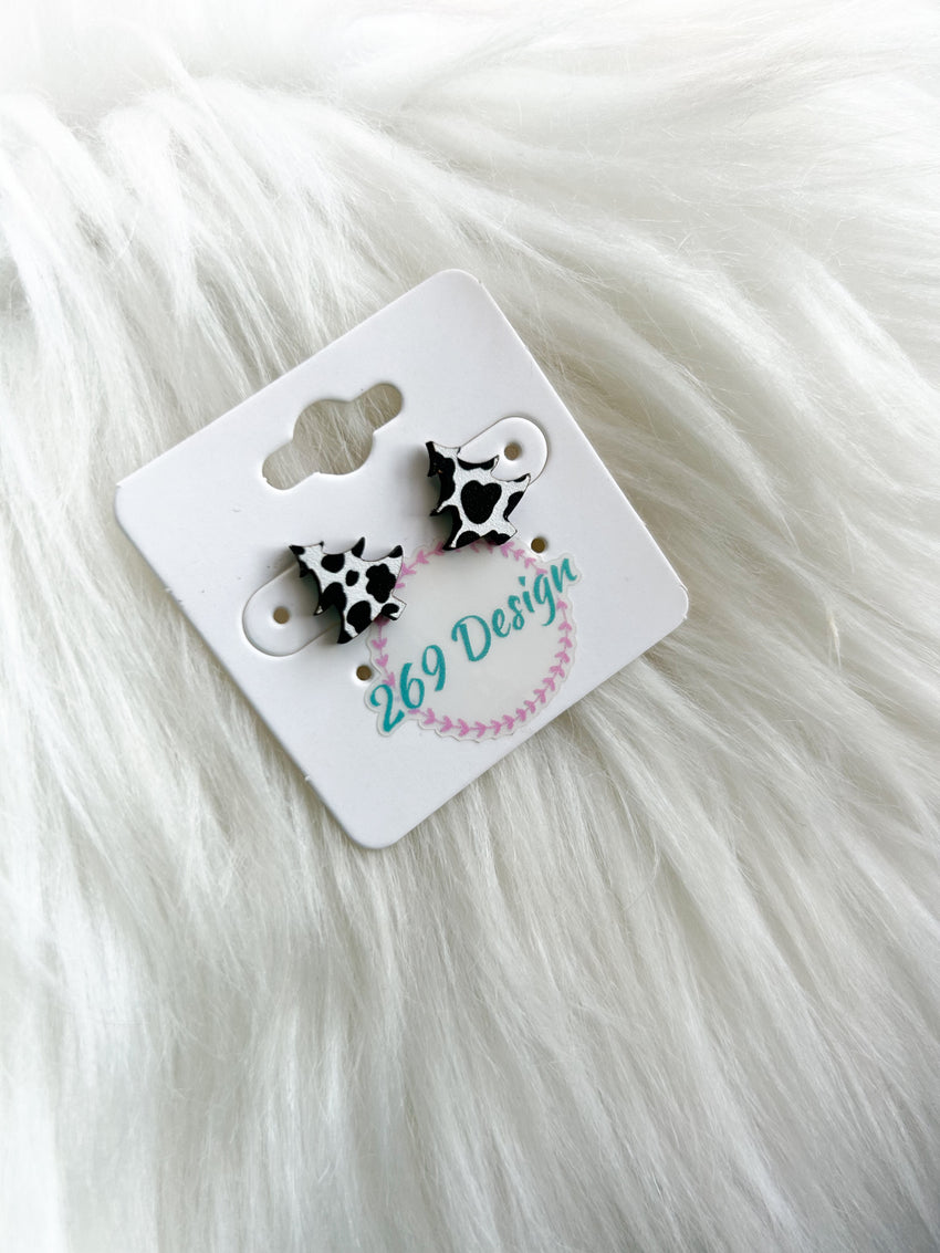 Cow Print Tree Studs