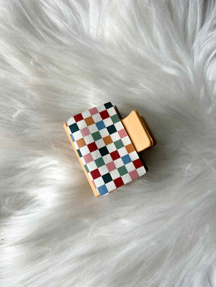 Neutral Checkerboard Hair Clip (Small)