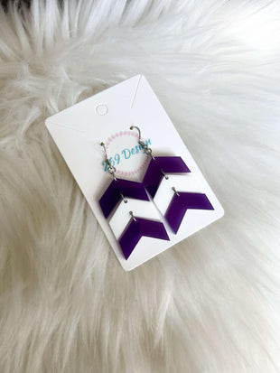 Purple and White Chevron Dangles