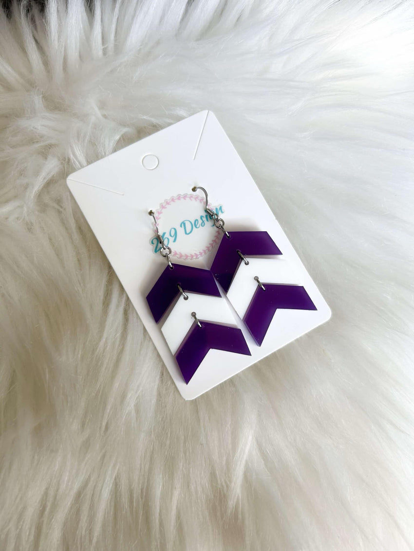 Purple and White Chevron Dangles