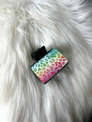 Rainbow Leopard Print Hair Clip (Small)