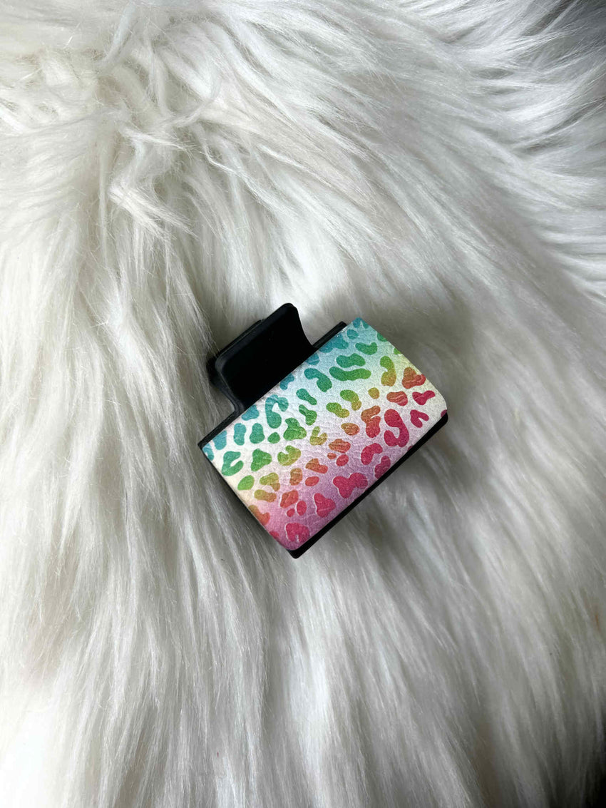 Rainbow Leopard Print Hair Clip (Small)