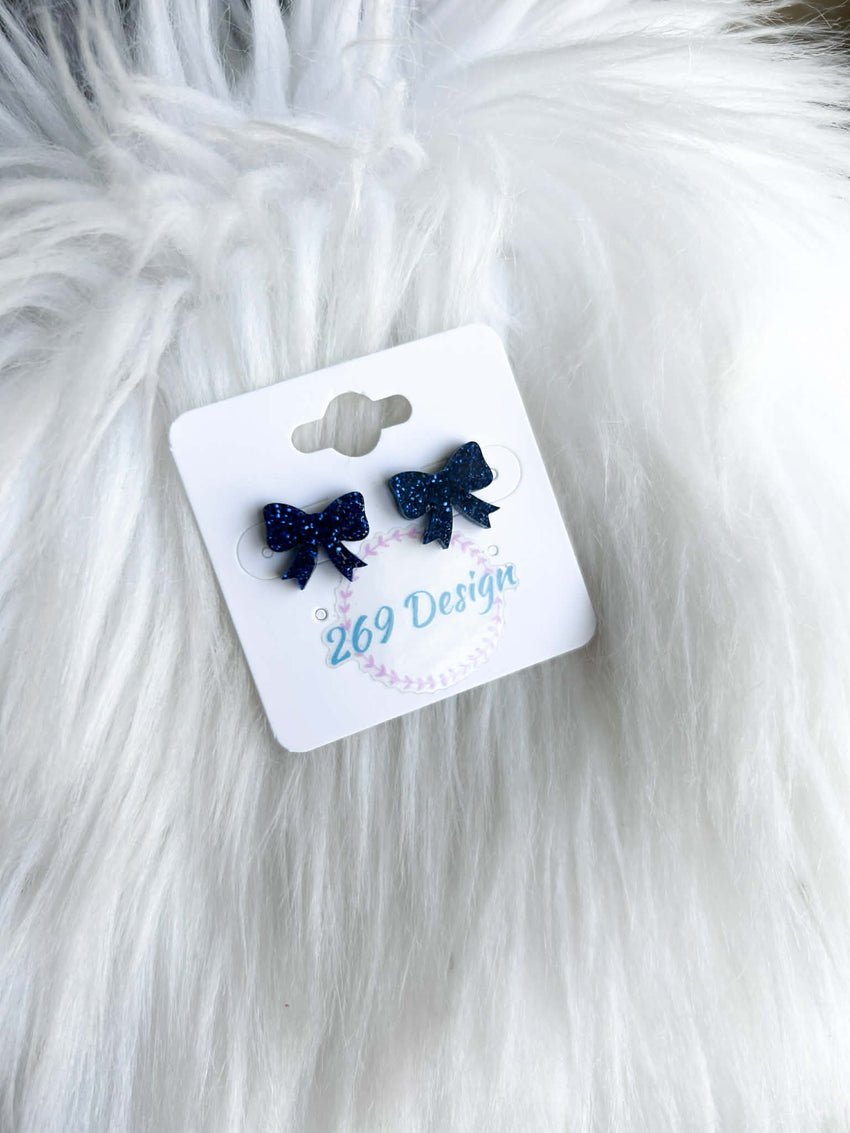 Glitter Bow Studs