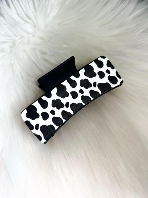 Black and White Cow Print Hair Clip (Large)