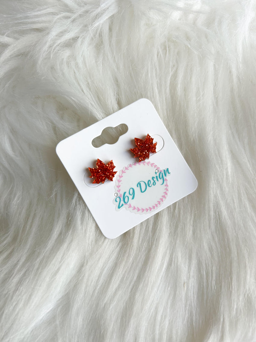 Leaf Glitter Studs