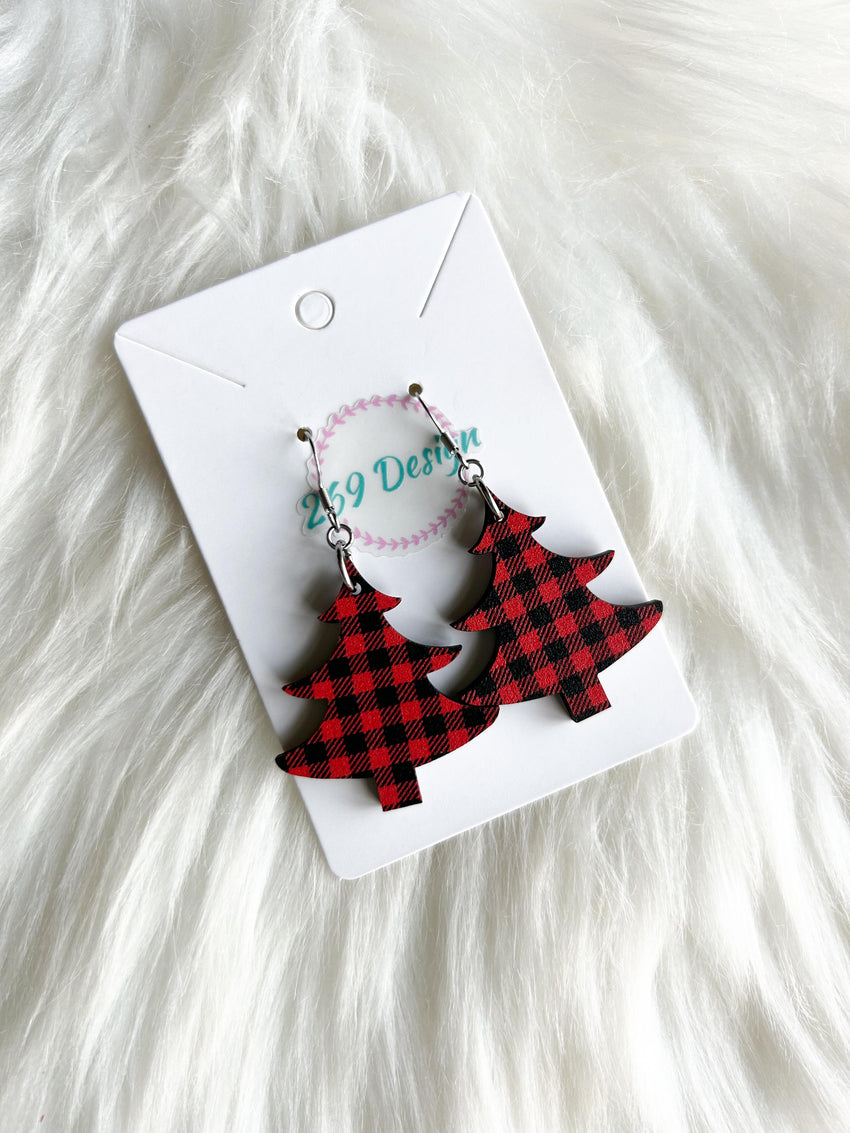 Red and Black Buffalo Plaid Tree Dangles (Style 2)