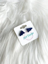 Blue Glitter Megaphone Studs