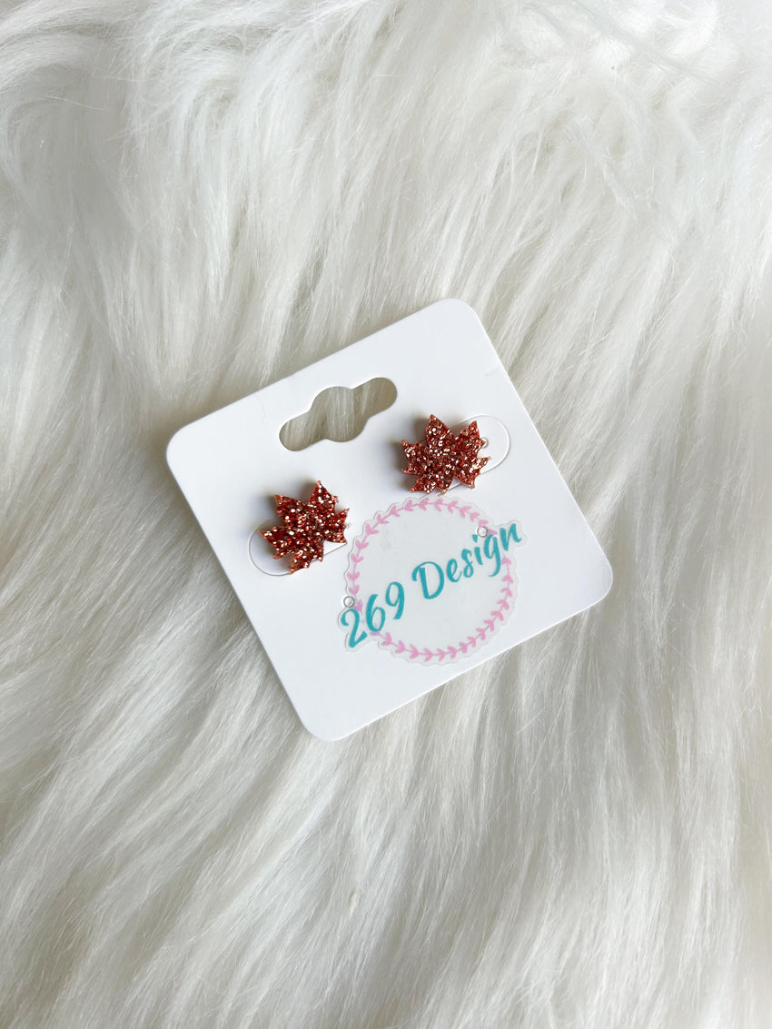 Leaf Glitter Studs