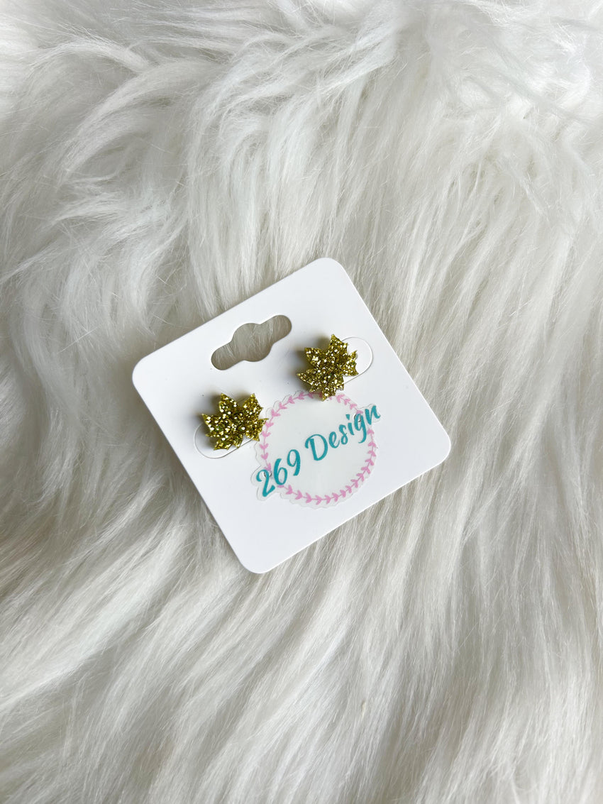 Leaf Glitter Studs