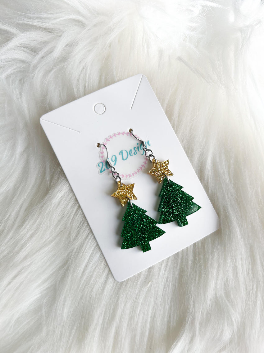 Christmas Tree with Gold Star Dangles