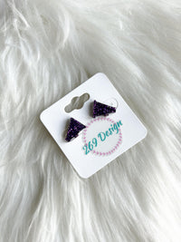 Purple Glitter Megaphone Studs