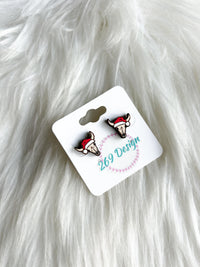 Skull in Santa Hat Studs