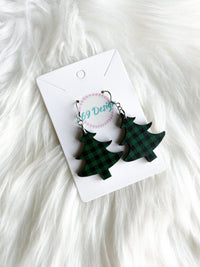 Green and Black Buffalo Plaid Tree Dangles (Style 2)