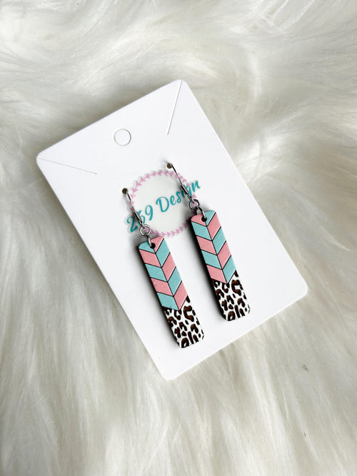Chevron Leopard Bar Dangles