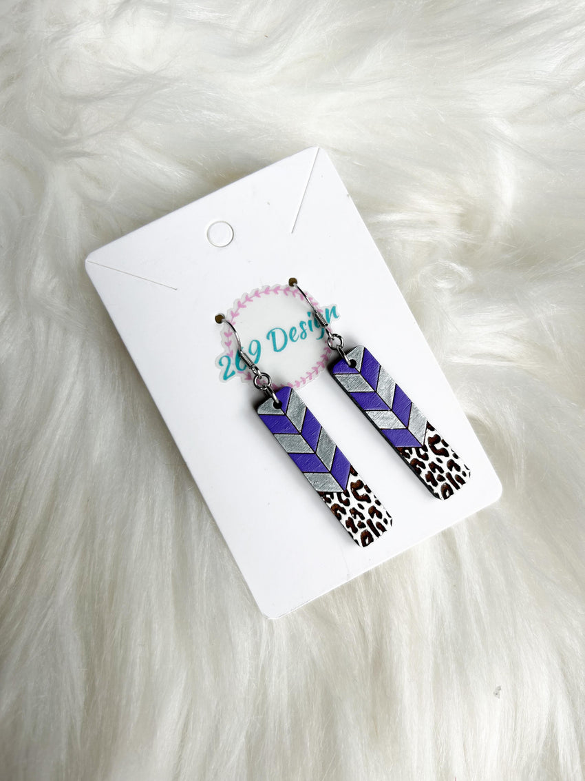 Chevron Leopard Bar Dangles