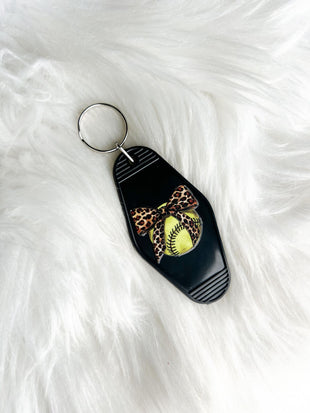 Softball Bow Vintage Motel Keychain