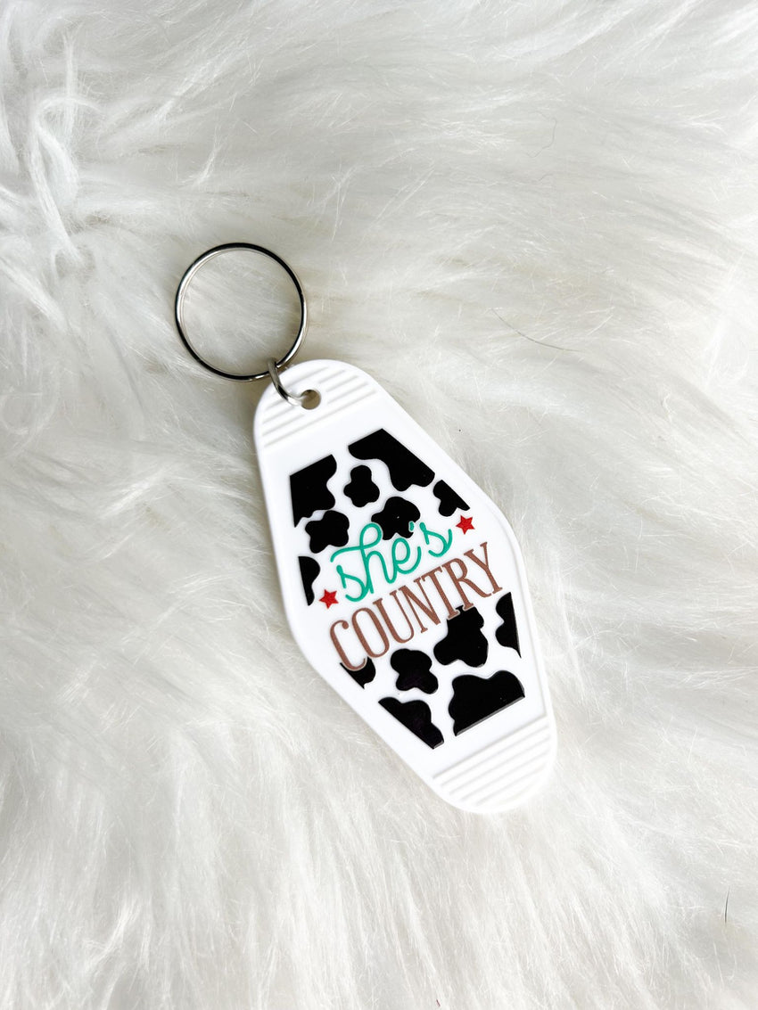 She's Country Vintage Motel Keychain