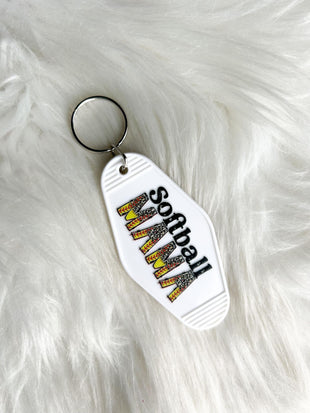 Softball Mama Leopard Vintage Motel Keychain