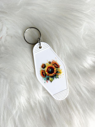 Sunflowers Vintage Motel Keychain