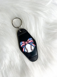 Baseball Bow Vintage Motel Keychain