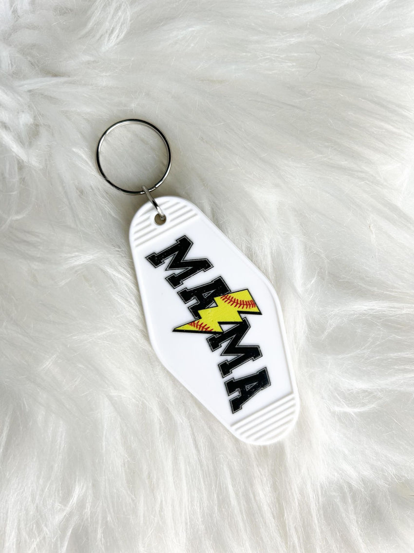 Softball Mama Lightning Vintage Motel Keychain