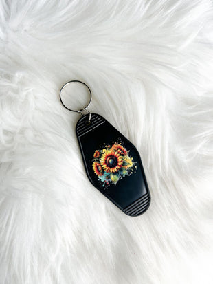 Sunflowers Vintage Motel Keychain