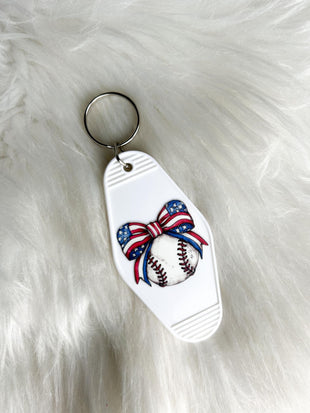 Baseball Bow Vintage Motel Keychain