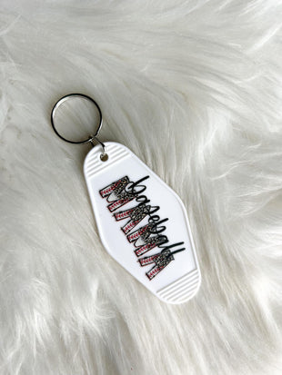 Baseball Mama Leopard Vintage Motel Keychain