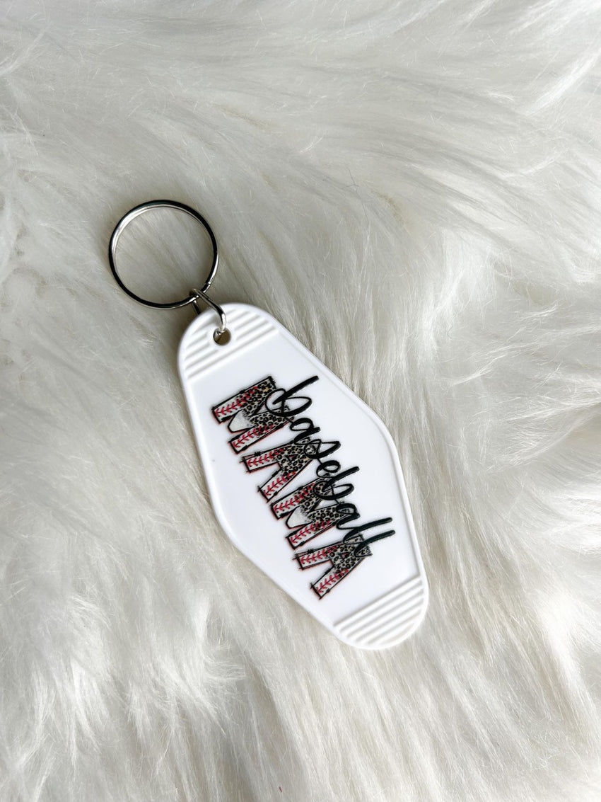 Baseball Mama Leopard Vintage Motel Keychain