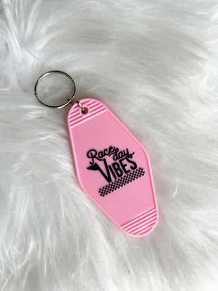 Race Day Vibes Vintage Motel Keychain