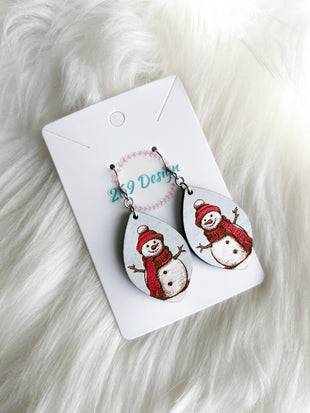 Snowman (Red Scarf) Dangles