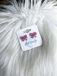 Glitter Bow Studs