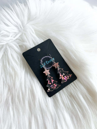 Rose Gold Flake Tree Dangles