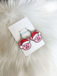 Pig in Santa Hat Dangles