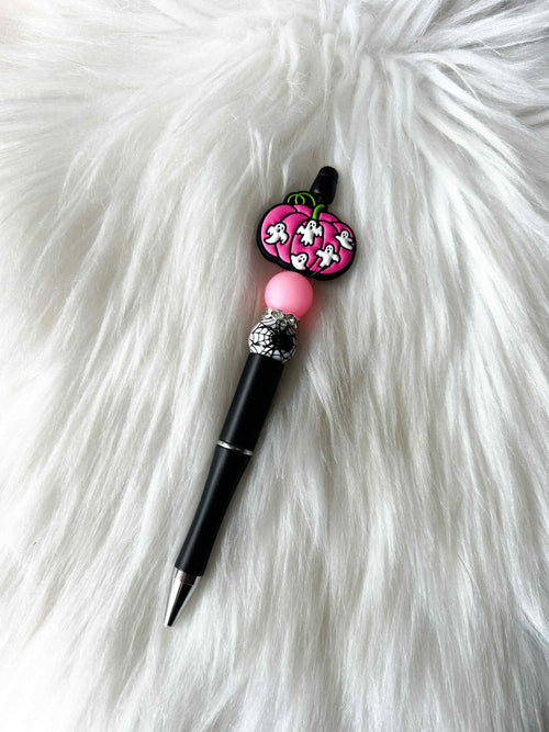 Ghost Pumpkin - Spider/Pink on Black Pen