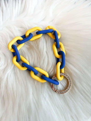 Yellow and Blue Chain Wristlet