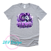 ADULT - Water Color Rams - GRAY