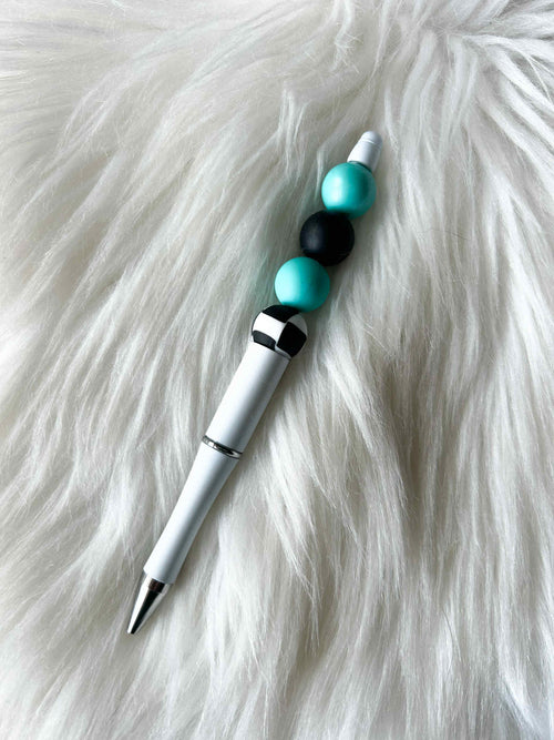 Black/White/Teal on White Pen
