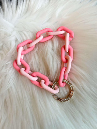 Two Tone Pink Chain Wristlet